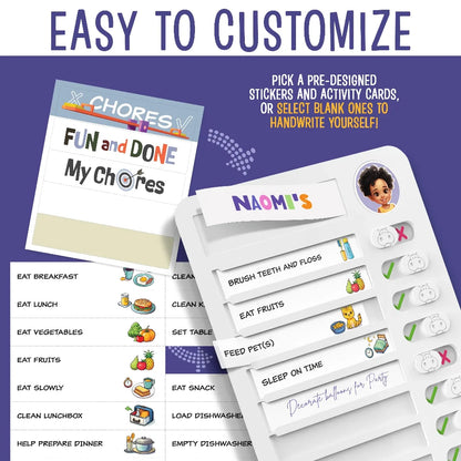 TYII™ Kids Chore Chart – Magnetic Daily Routine & Responsibility Board with 108 Chore Slides & 66 Stickers