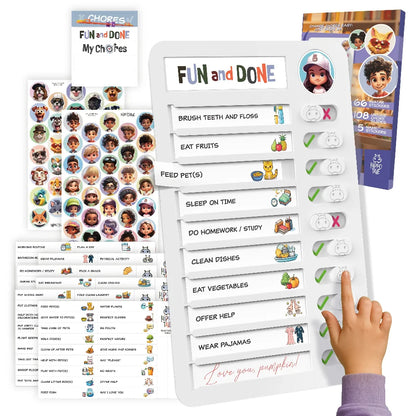 TYII™ Kids Chore Chart – Magnetic Daily Routine & Responsibility Board with 108 Chore Slides & 66 Stickers