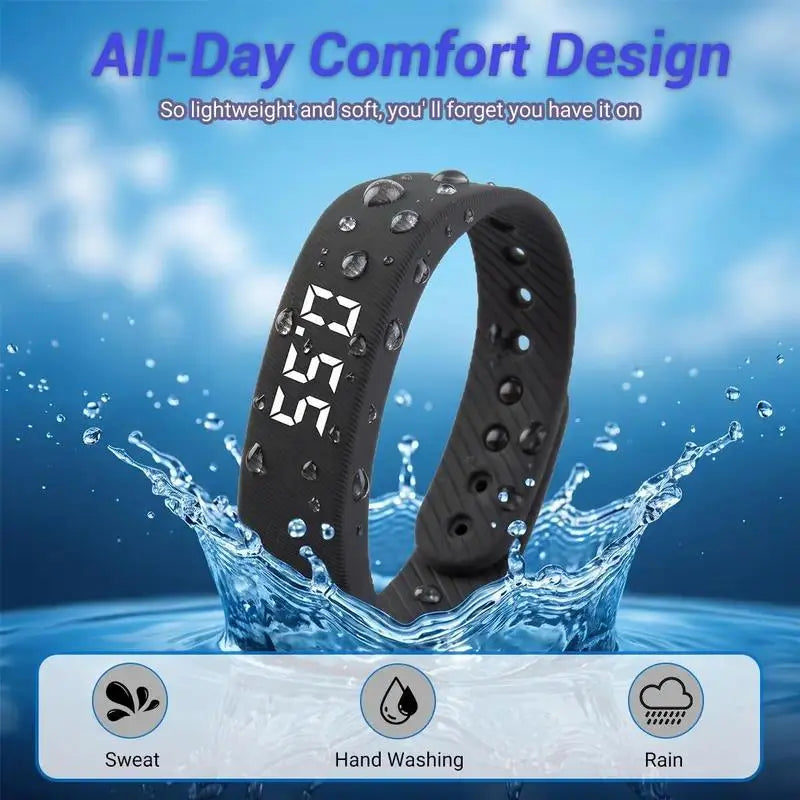 TYII™ Smart Fitness Tracker Band – Silent Vibration Alarm, Step Counter & Built-In USB Charging