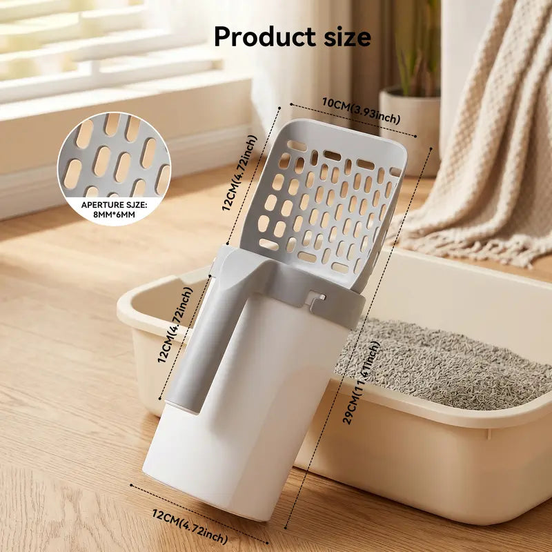 TYIIPRO™ 2-in-1 Cat Litter Scoop with Built-In Waste Bag Dispenser – Includes 2 Bag Rolls