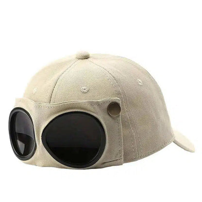 Vintage Goggles Baseball Cap with Pull-Down Goggles