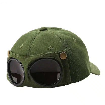 Vintage Goggles Baseball Cap with Pull-Down Goggles