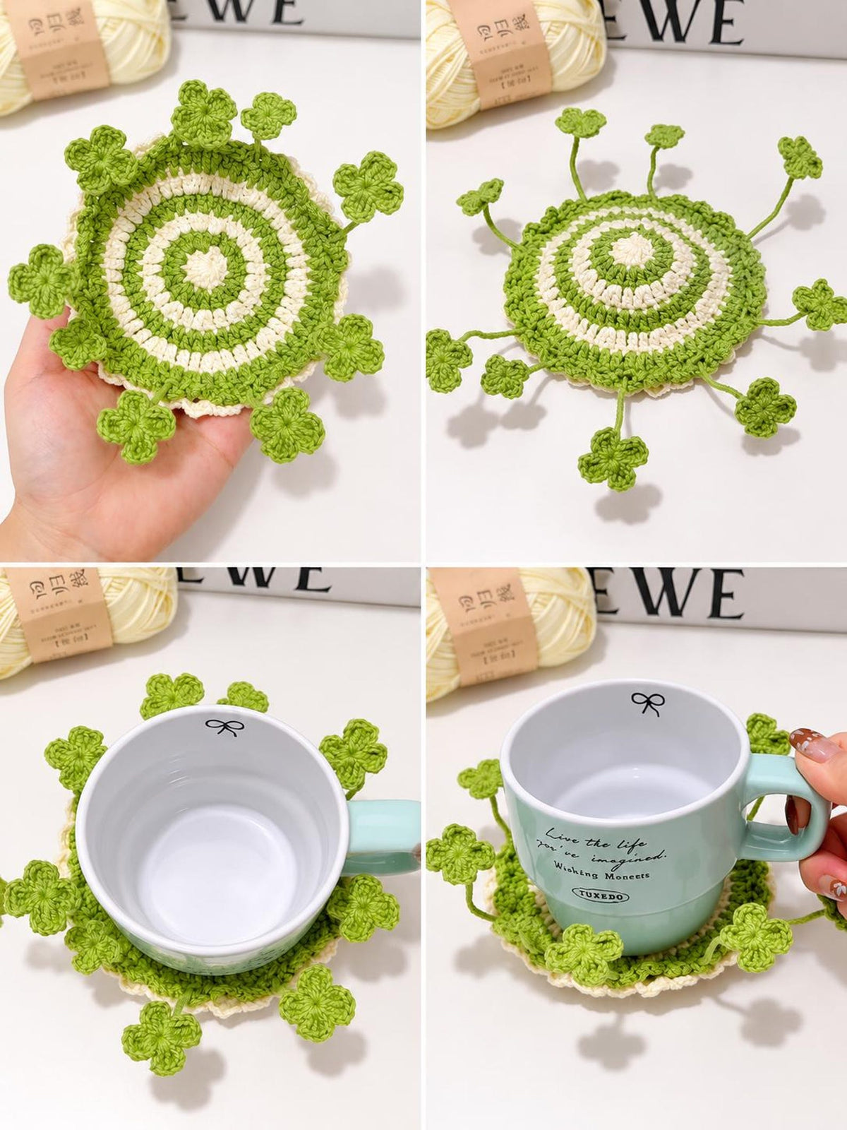 🌸 TYII™ Handmade Pop-Up Flower Coaster – 3D Crochet Cup Mat