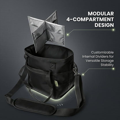 Family Size 4-Compartment Drink Carrier Bag for Coffee Cups & Tumblers
