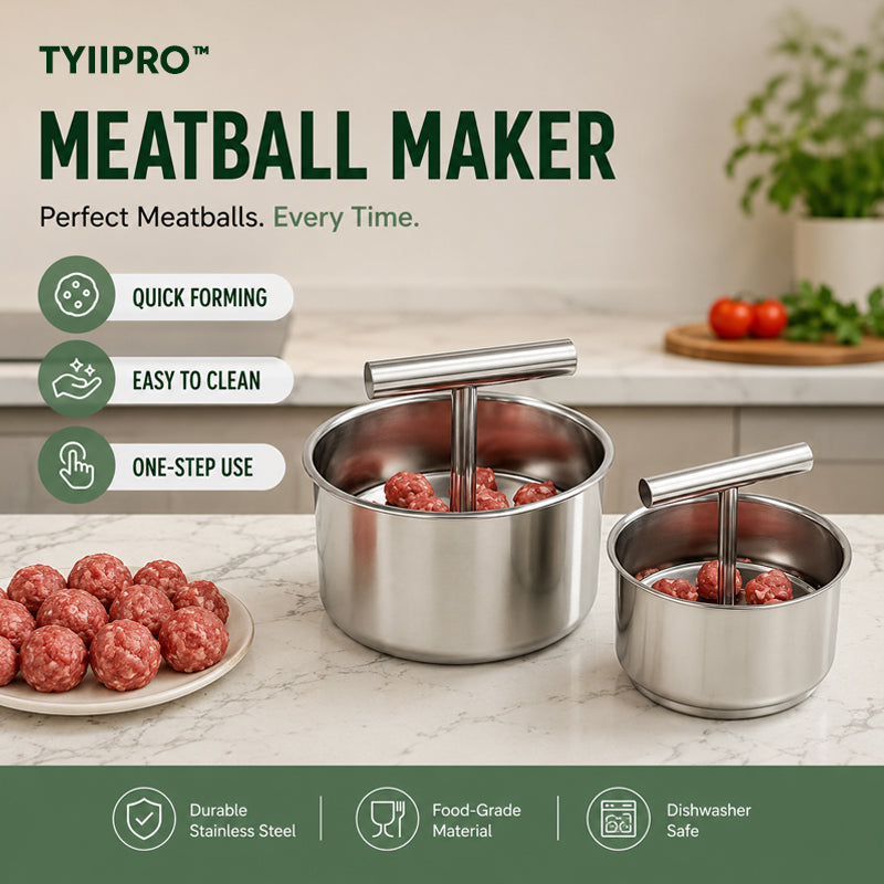 TYIIPRO™ Stainless Steel Meatball Maker – 6/12-Cavity Manual Meatball Mold, Quick & Easy Meatball Making Tool