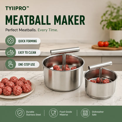 TYIIPRO™ Stainless Steel Meatball Maker – 6/12-Cavity Manual Meatball Mold, Quick & Easy Meatball Making Tool