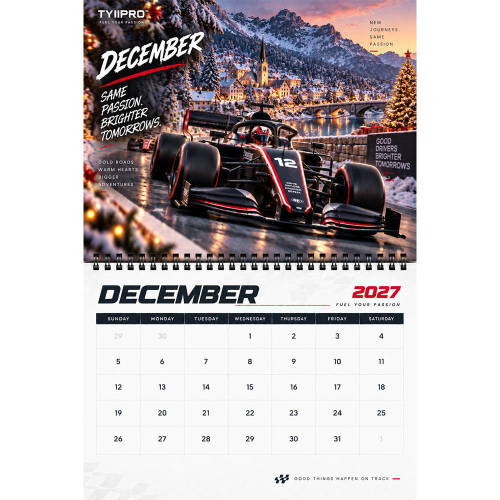 🏎️TYIIPRO™ 2027 Motorsport Racing Calendar – 12-Month Wall Calendar, 11 × 8.5 Inch Racing Car Calendar for Motorsport Fans
