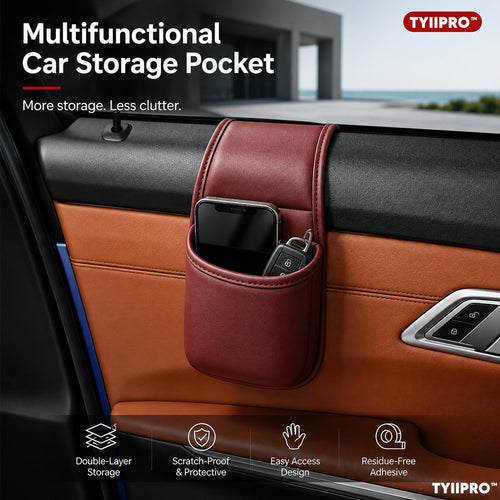 TYIIPRO™ Multifunctional Car Door Storage Pocket – Easy Adhesive Installation with Soft Flannel Lining & Residue-Free Adhesive