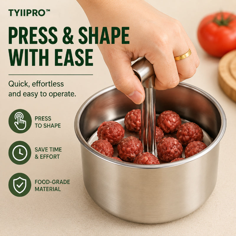 TYIIPRO™ Stainless Steel Meatball Maker – 6/12-Cavity Manual Meatball Mold, Quick & Easy Meatball Making Tool