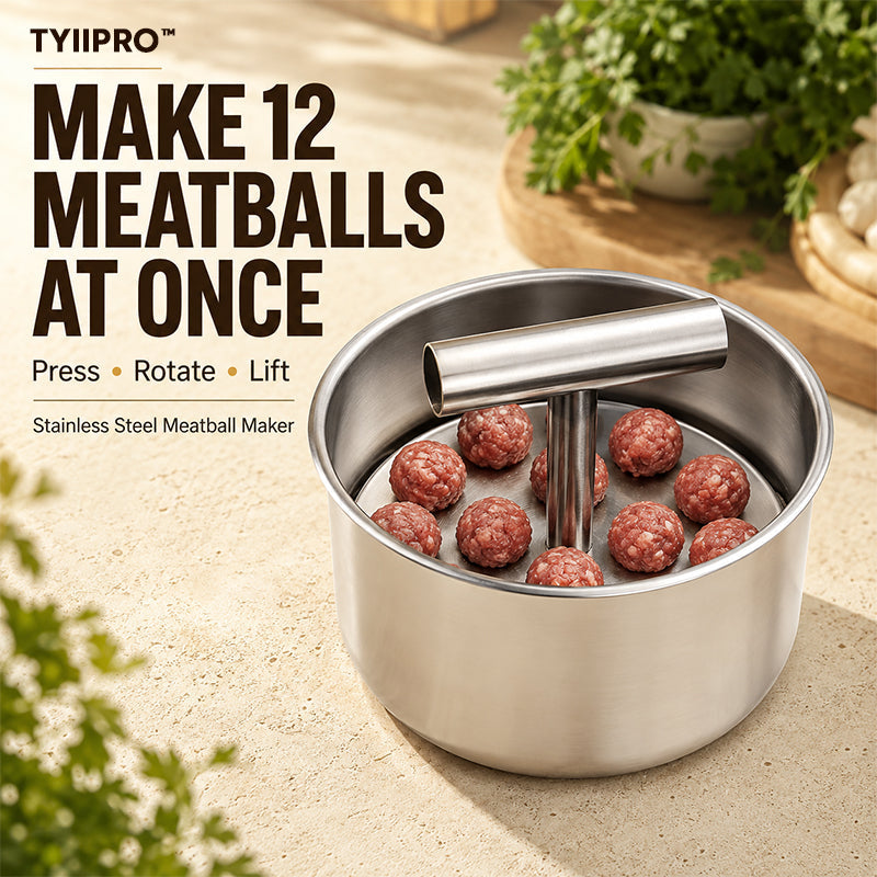 TYIIPRO™ Stainless Steel Meatball Maker – 6/12-Cavity Manual Meatball Mold, Quick & Easy Meatball Making Tool