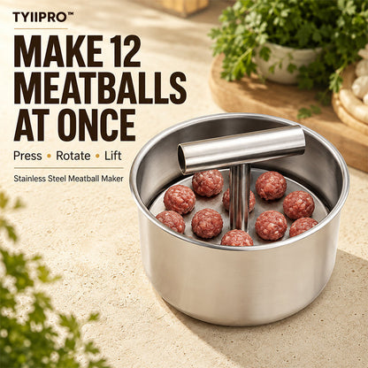 TYIIPRO™ Stainless Steel Meatball Maker – 6/12-Cavity Manual Meatball Mold, Quick & Easy Meatball Making Tool