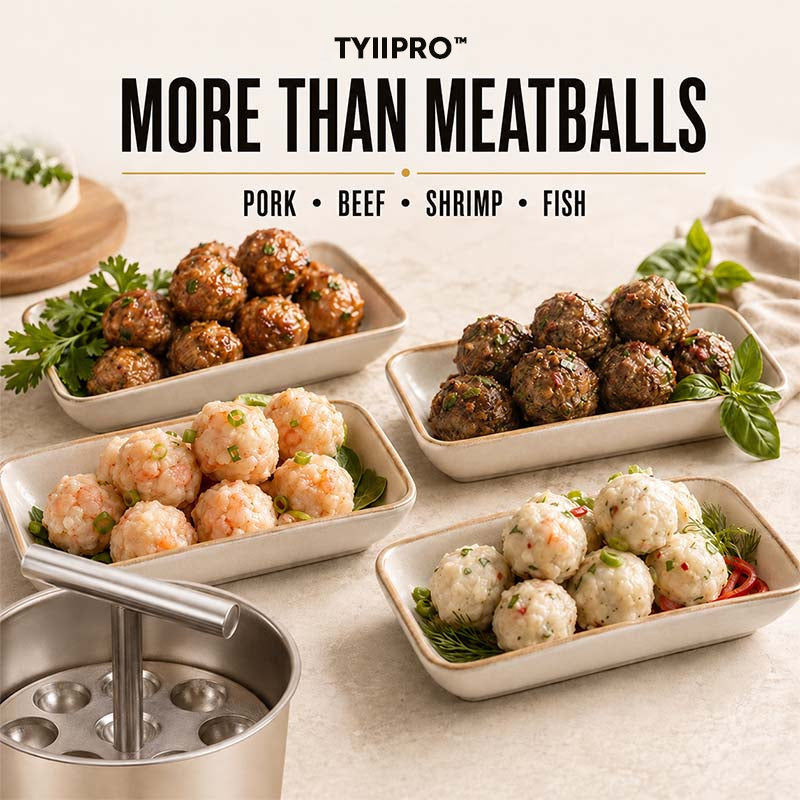 TYIIPRO™ Stainless Steel Meatball Maker – 6/12-Cavity Manual Meatball Mold, Quick & Easy Meatball Making Tool