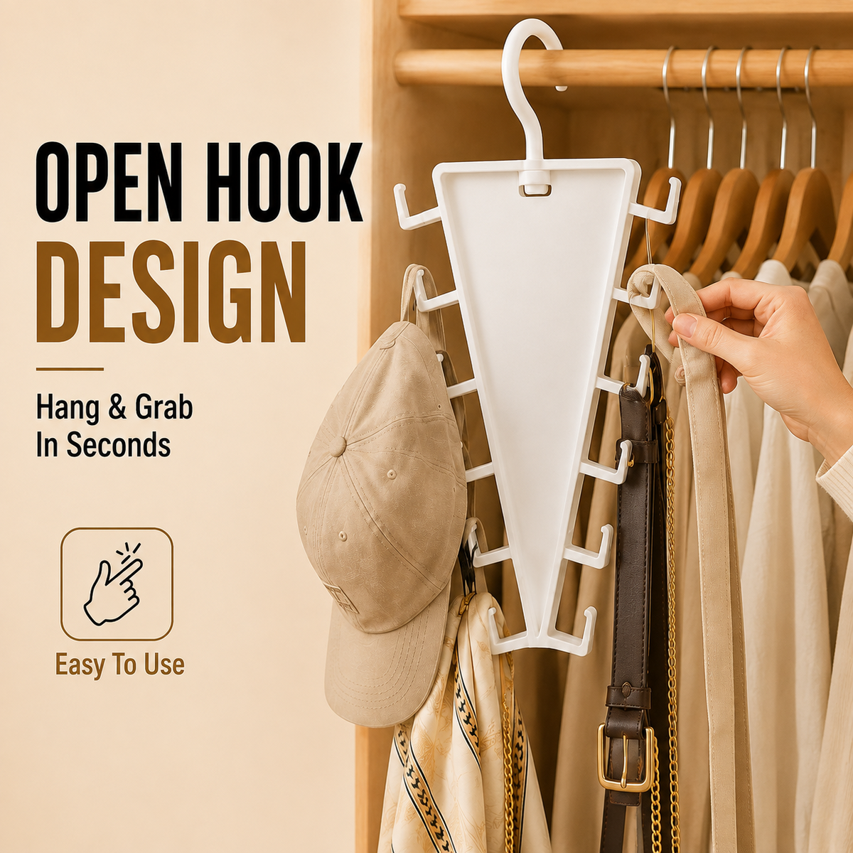 ✨ 12-Hook V-Shaped Closet Organizer – Save Space & Keep Accessories Tidy