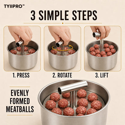 TYIIPRO™ Stainless Steel Meatball Maker – 6/12-Cavity Manual Meatball Mold, Quick & Easy Meatball Making Tool