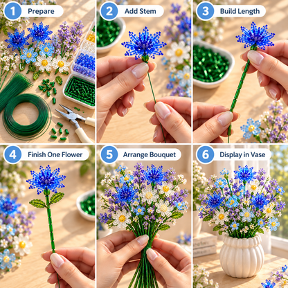 🌼✨DIY Beaded Wildflower Bouquet Kit – Handmade Crystal Flower Craft Set🌸✨