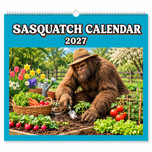 TYII™ Sasquatch Bigfoot 2027 Wall Calendar – Funny 12-Month Cryptid Calendar, 8.5" × 11" Spiral Hanging Calendar