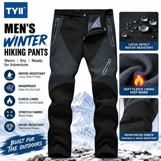TYII™ Men’s Winter Fleece-Lined Softshell Pants – Water-Resistant Windproof Thermal Hiking & Outdoor Trousers
