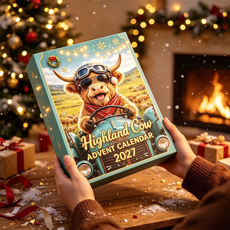 🐮🎄 Highland Cow Advent Calendar 2027-Open One Door a Day & Grow Your Own Highland Cow Christmas Village!
