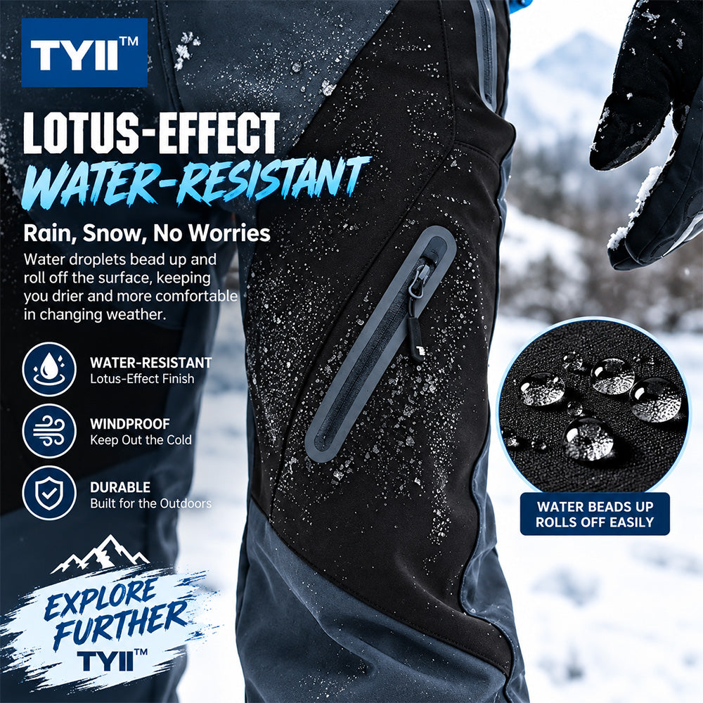 TYII™ Men’s Winter Fleece-Lined Softshell Pants – Water-Resistant Windproof Thermal Hiking & Outdoor Trousers