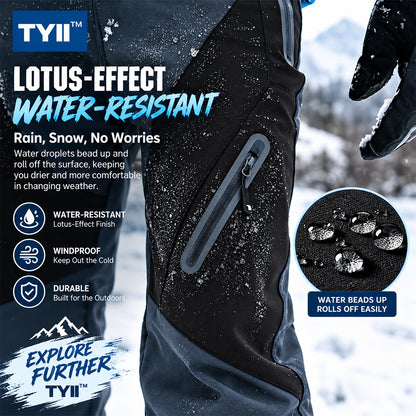 TYII™ Men’s Winter Fleece-Lined Softshell Pants – Water-Resistant Windproof Thermal Hiking & Outdoor Trousers