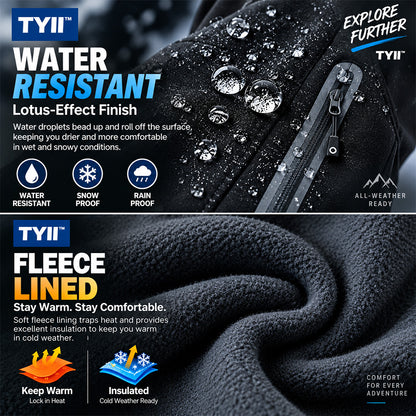 TYII™ Men’s Winter Fleece-Lined Softshell Pants – Water-Resistant Windproof Thermal Hiking & Outdoor Trousers