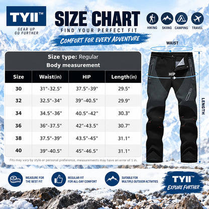 TYII™ Men’s Winter Fleece-Lined Softshell Pants – Water-Resistant Windproof Thermal Hiking & Outdoor Trousers