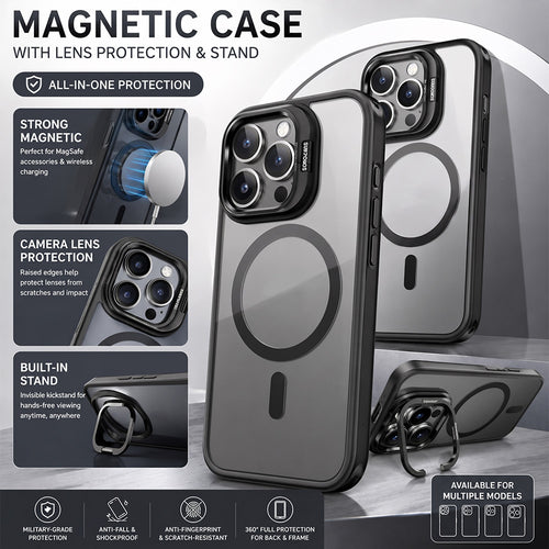TYIIPRO™ Magnetic Phone Case with Camera Protection & Built-In Stand