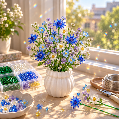 🌼✨DIY Beaded Wildflower Bouquet Kit – Handmade Crystal Flower Craft Set🌸✨