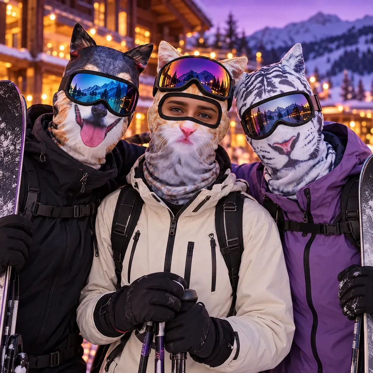 3D Animal Balaclava with Ears | Halloween Face & Neck Hood