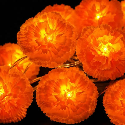 🎃🌼 Mexican Marigold Flower String Lights