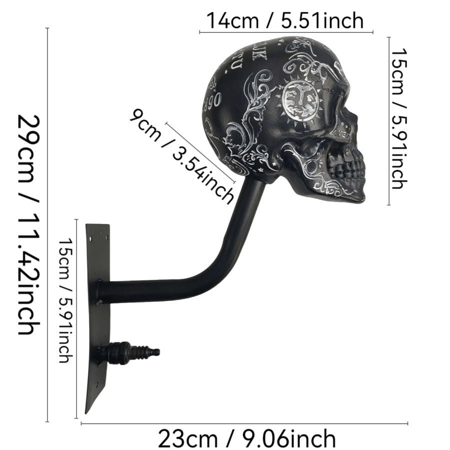 TYIIPRO™ Skull Motorcycle Helmet Holder – Punk Skull Wall Mount Rack for Helmets, Jackets & Garage Decor