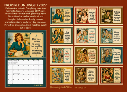 Polite & Petty 2027 Calendar – Funny Adult Humor & Sarcastic Retro Wall Calendar