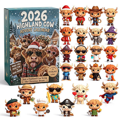 🐮🎄 Highland Cow Advent Calendar 2027-Open One Door a Day & Grow Your Own Highland Cow Christmas Village!