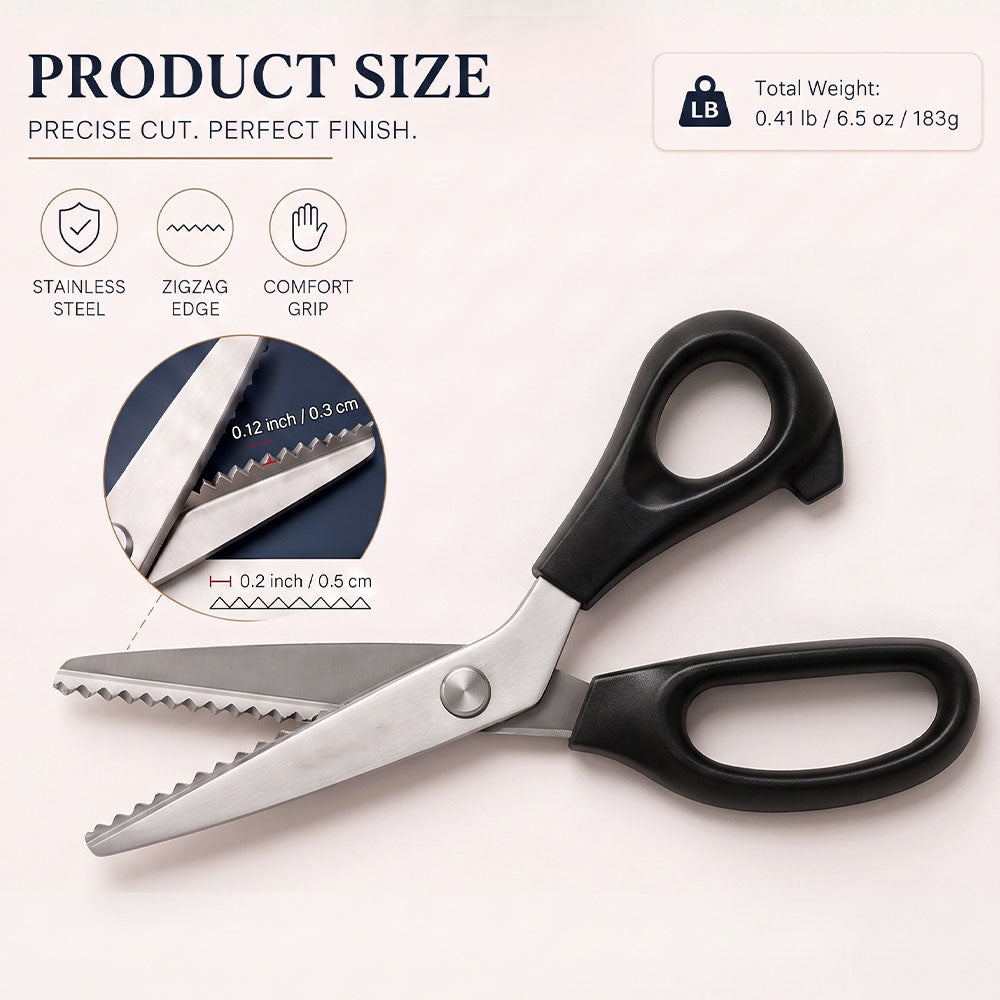 TYIIPRO™ Stainless Steel Pinking Shears – 9.1" Zig Zag Fabric Scissors for Sewing, Quilting, Dressmaking & DIY Crafts