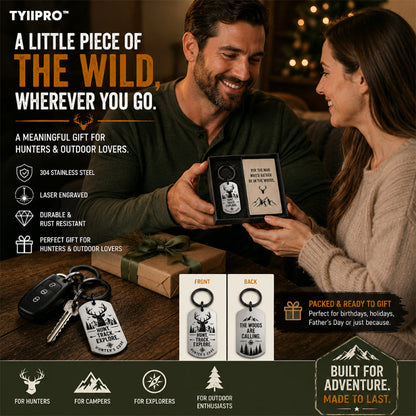 TYIIPRO™ Hunter's Code Stainless Steel Keychain – Deer Hunting Keyring Gift for Hunters & Outdoor Lovers