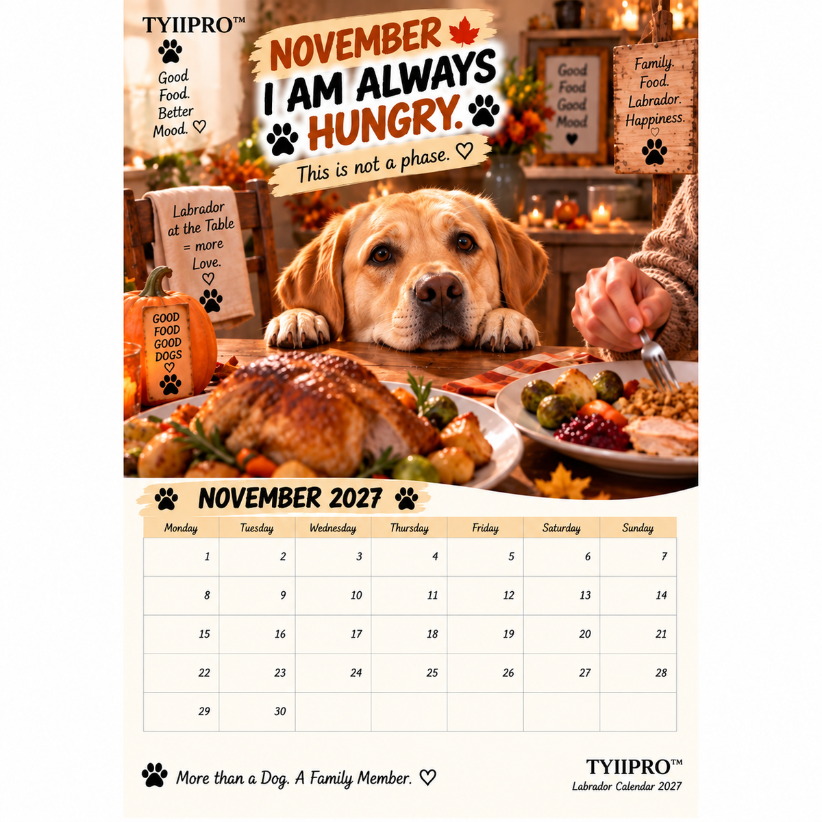 TYIIPRO™ Labrador Calendar 2027 – Funny 12-Month Wall Calendar for Labrador Lovers & Dog Owners