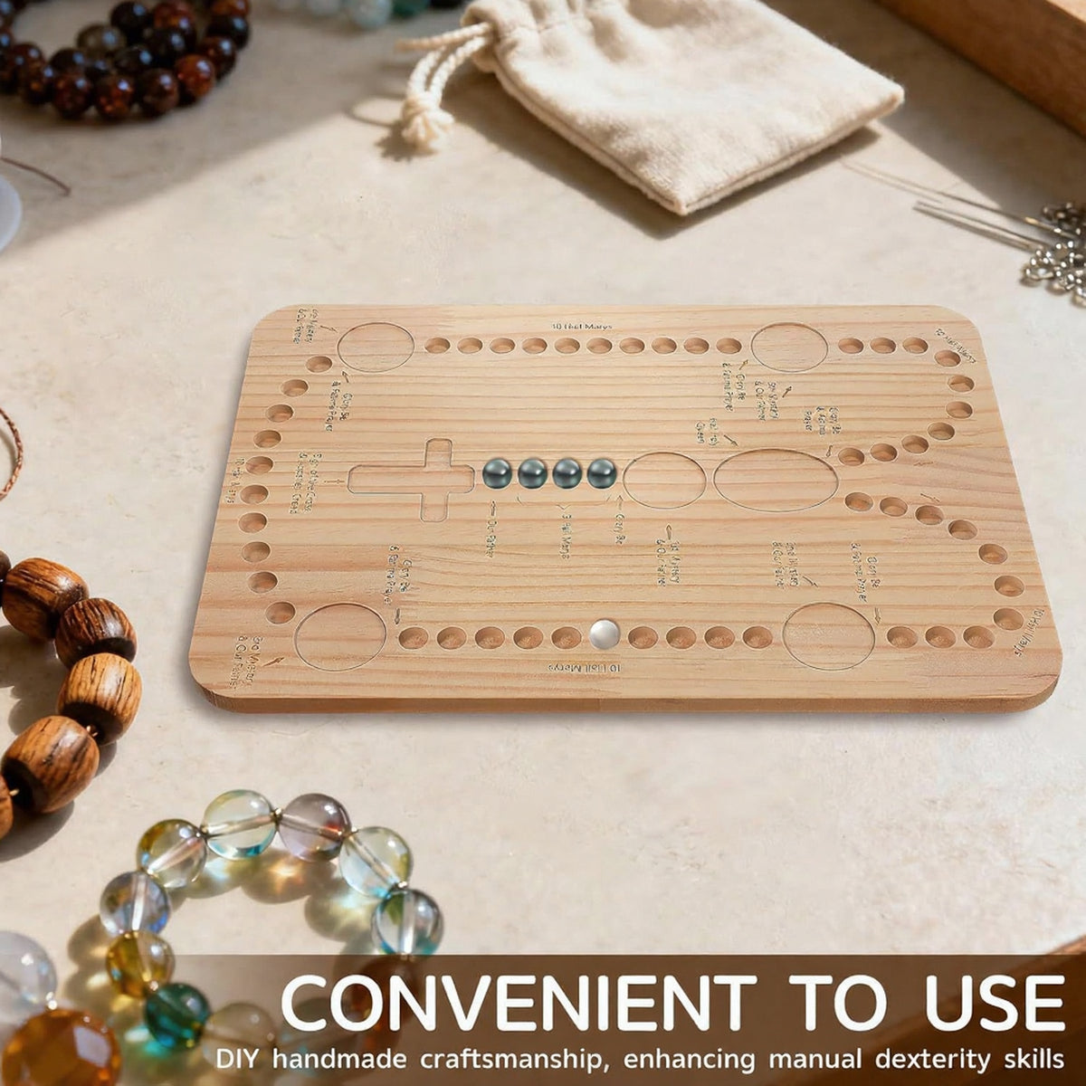 TYII™ Wooden Rosary Bead Board – Prayer Beading Tray for Rosary, Bracelet & Necklace Making