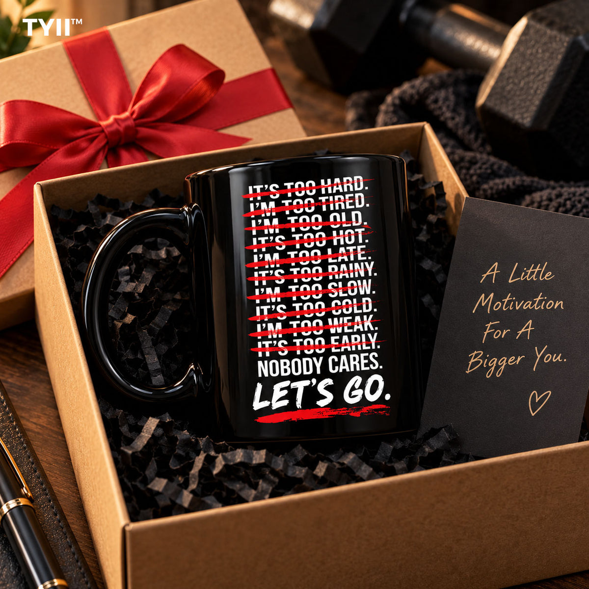 No Excuses Motivational Coffee Mug – Nobody Cares Let's Go 11oz Ceramic Mug, Funny Gym & Office Gift | TYII™