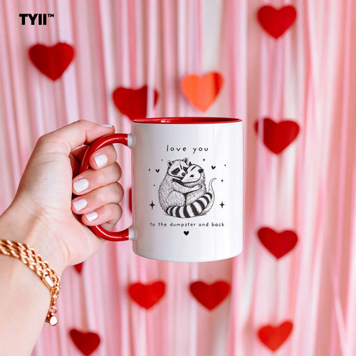 TYII™ Love You to the Dumpster and Back 11oz Mug – Funny Raccoon & Opossum Coffee Cup, Cute Valentine's Day Gift for Couples