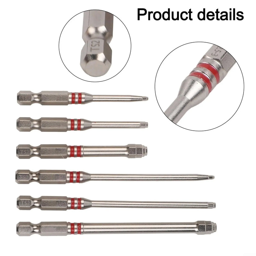 TYIIPRO™ 6PCS S2 Alloy Steel Magnetic Screwdriver Bits Set – Pagoda Hex Shank Drill Bit Set