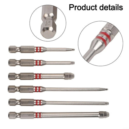 TYIIPRO™ 6PCS S2 Alloy Steel Magnetic Screwdriver Bits Set – Pagoda Hex Shank Drill Bit Set
