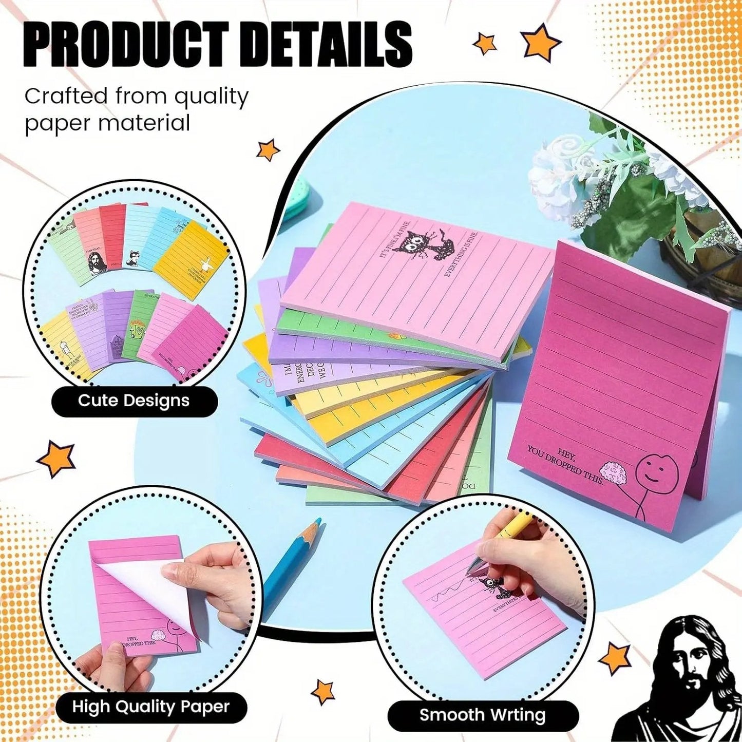 🔥12 Pads Funny Office Sticky Notes Set — 12 Unique Designs | Sarcastic & Quirky, Perfect Coworker Gift🎁