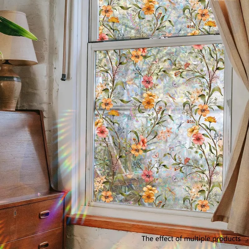 Floral Static Cling Window Stickers – No-Residue, Repositionable & Cut-to-Fit