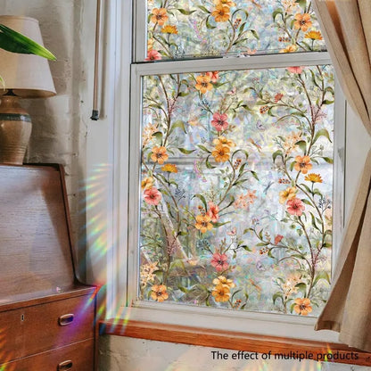 Floral Static Cling Window Stickers – No-Residue, Repositionable & Cut-to-Fit