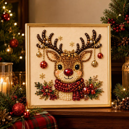 🎄🎅 Premium 3D Pearl Christmas Wall Art Kit | Luxury Flocked Canvas with Scratch-Resistant Non-Fading Pearl Beads DIY Holiday Decor⛄️❄️