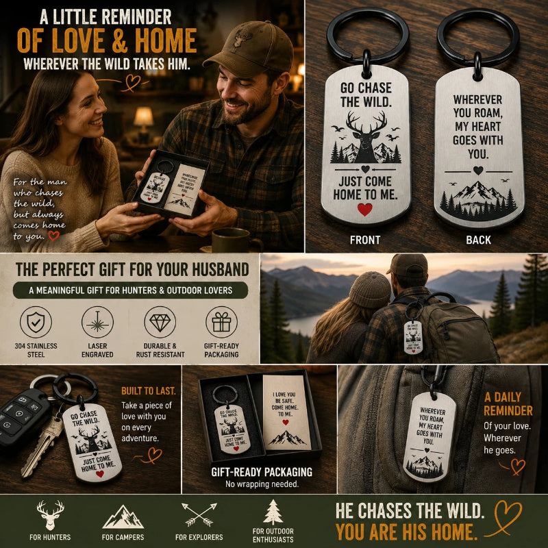 TYIIPRO™ Hunter's Code Stainless Steel Keychain – Deer Hunting Keyring Gift for Hunters & Outdoor Lovers
