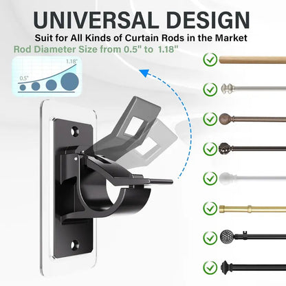 No-Drill Curtain Rod Brackets – Easy Peel & Stick