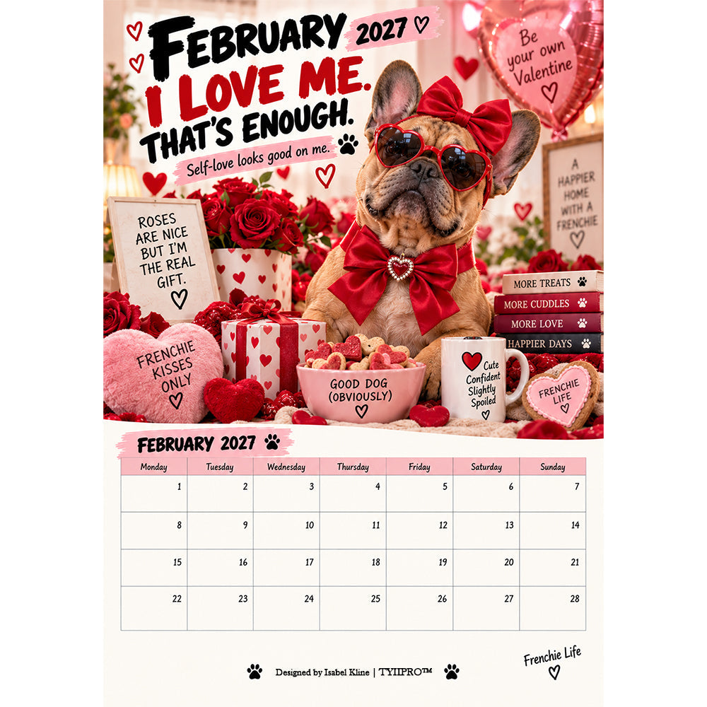 TYIIPRO™ 2027 French Bulldog Calendar – Funny Frenchie Wall Calendar, 12-Month Dog Calendar for French Bulldog Lovers