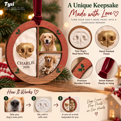 TYII™ Personalized Dog Nose Print Keepsake Ornament – Custom Pet Photo Memorial Christmas Ornament for Dog Lovers