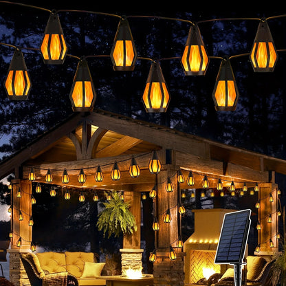 Solar Flickering Flame Hanging Lantern String Lights